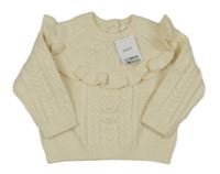 Nové - Smetanový vzorovaný svetr s volánky Next