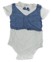 Bílo-modré společenské body s vestou a motýlkem Orsolino