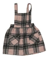 Černo-světlerůžová kostkovaná vlněná sukně Matalan