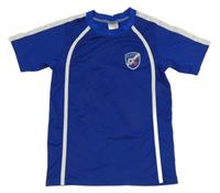 Safírové fotbalové tričko s pruhy a erbem Pocopiano 