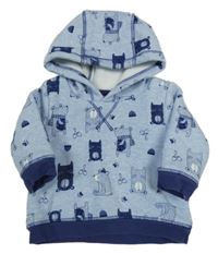 Světlemodrá mikina s medvídky a kapucí Tu