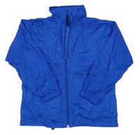 Kobaltově modrá šusťáková bund se stojáčkem 