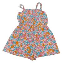Bílo-barevný kytičkovaný letní overal Primark 