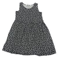 Černé bavlněné květované šaty H&M