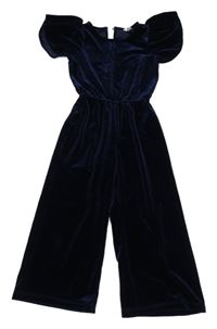 Tmavomodré sametové culottes kalhoty 
