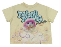 Vanilkové crop tričko s křečkem a bublinami a graffiti nápisy H&M