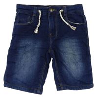Tmavomodré teplákové riflové kraťasy Denim Co.