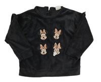 Černošedá plyšová oversize mikina s Minnie a volánky Disney