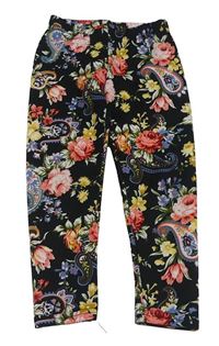 Černé vzorované capri legíny s květy zn. Miss Gang