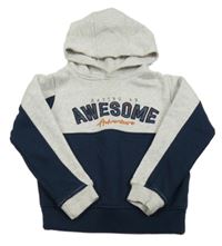 Šedo-tmavomodrá mikina s nápisem a kapucí Pep&Co