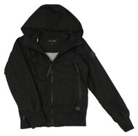 Černý šusťákový jarní bomber s nášivkou a kapucí CARS JEANS