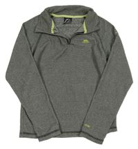 Šedo-černá pruhovaná melírovaná flecová funkční mikina s logem TRESPASS