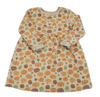 Světlešedo-smetanové melírované teplákové šaty s dýněmi a lístečky Nutmeg