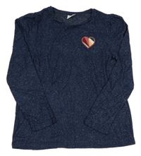 Tmavomodré melírované úpletové mikinotrtiko se srdíčkem S. Oliver