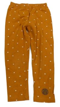 Medové květované teplákové zateplené legíny Topolino