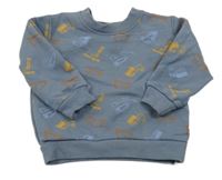 Šedomodrá mikina se stavebními stroji Ergee