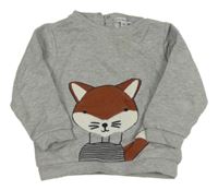 Šedá melírovaná mikina s liškou Vertbaudet