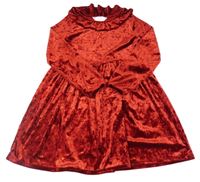 Červené lesklé sametové šaty s volánkem H&M