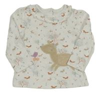 Bílé triko se zvířátky a stromečky a volánkem Nutmeg