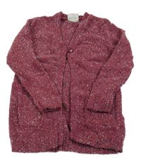 Vínovo-stříbrný melírovaný propínací svetr Topolino