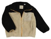 Béžovo-černá huňatá podšitá bunda ZARA