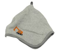 Světlešedá melírovaná fleecová čepice s buldozerem