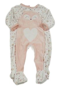 Bílo-světlerůžový sametový overal s čumáčkem a kytičkami SeRGeNT MaJoR 