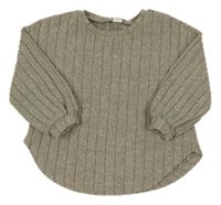 Šedý melírovaný žebrovaný úpletový svetr SHEIN