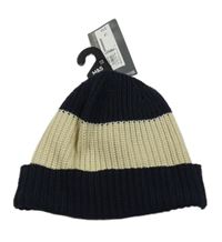 Nové - tmavomodro-smetanová žebrovaná čepice M&S