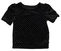 Černé puntíkaté sametové tričko 