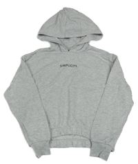 Světlešedá melírovaná crop mikina s nápisem a kapucí Pepperts!