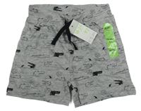 Nové - šedé melírované teplákové kraťasy s krokodýlky PRIMARK