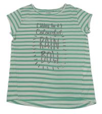 Pistáciovo-bílé pruhované tričko s nápisy LEMOM BERET