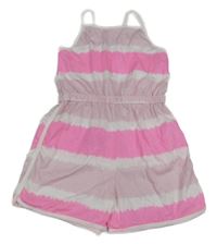 Křiklavě růžovo-bílo-světlerůžový batikovaný letní overal PRIMARK