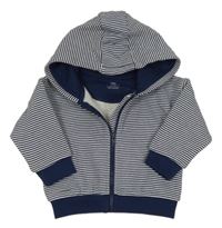 Tmavomodro-bílá pruhovaná propínací mikina s kapucí M&S