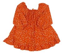 Červené kytičkované vzorované šaty s mašlí PRIMARK