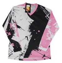Nové - bílo-černo-růžový skvrnitý dres 