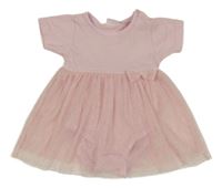 Světlerůžové body s tylovou puntíkatou sukní a mašlí orsolino