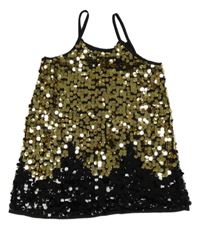 Černo-zlaté tylové pajetkové šaty M&S