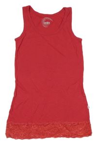 Červený melírovaný top s krajkou 