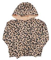 Pudrovo-černá vzorovaná crop mikina s kapucí M&S