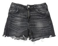 Tmavošedé baggy waist riflové kraťasy H&M