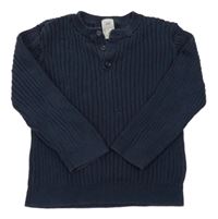 Tmavomodrý žebrovaný svetr H&M