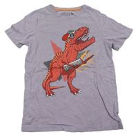 Fialové tričko s dinosaurem Tu