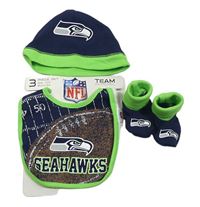 3set - Tmavomodrá bavlněná fotbalová čepice - Seattle Seahawks + slintáček + ponožky