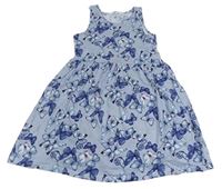 Modro-bílé pruhované bavlněné šaty s motýly H&M