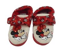 Červeno-bílé plyšové bačkory s Minnie Disney vel.24