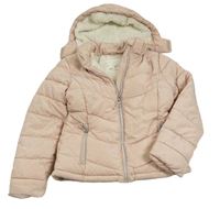 Růžová šusťáková zimní bunda s kapucí H&M