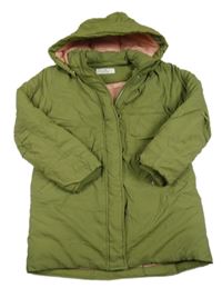 Khaki šusťákový zimní kabát s kapucí H&M