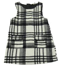 Světlešedo-černé kostkované vlněné šaty F&F